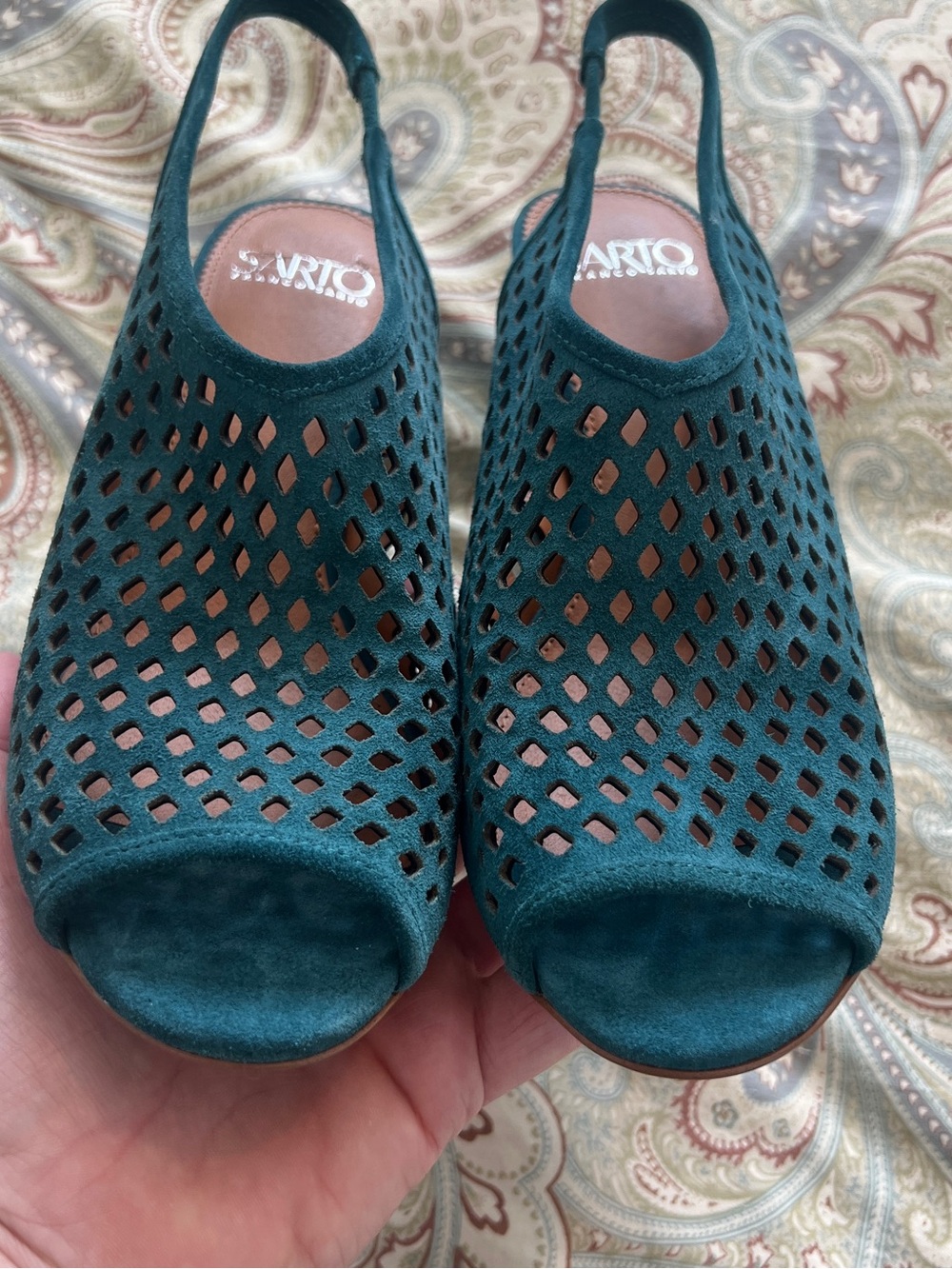 SARTO By Franco Sarto Harlet2 Teal Suede Slingbacks Size 8 - Picture 5 of 9